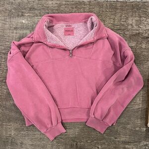Cozy Half-Zip Sherpa Sweatshirt - Pink